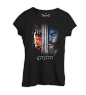 Warcraft - Two Worlds One Home Siyah Kadın Tshirt