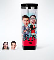 BK Gift Kişiye Özel Sevgililer Karikatürlü Çelik Termos Bardak  1