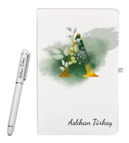 Kjişiye Özel Hazırlanmış Harf Tasarımlı Hediye Defter ve Roller Kalem Seti