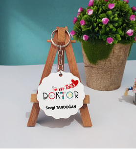 Mesajlı Doktor Hediye Ahşap Anahtarlık