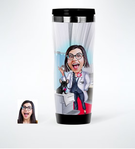 BK Gift Kişiye Özel Bayan Veteriner Hekim Karikatürlü Çelik Termos Bardak  1