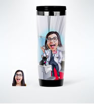 BK Gift Kişiye Özel Bayan Veteriner Hekim Karikatürlü Çelik Termos Bardak  1