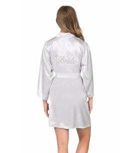 Ahu Ekru Kısa Saten Bride Sabahlık