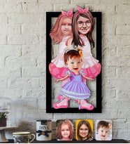 BK Gift Kişiye Özel 3 Kardeş Karikatürlü 3D Ahşap Tablo-3 (Beyaz)