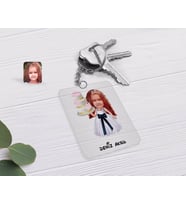 BK Gift Kişiye Özel Çocuk Doğum Günü Karikatürlü Şeffaf Pleksi Anahtarlık-2 (Beyaz)