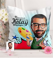 BK Gift Kişiye Özel Bay Ressam Karikatürlü  Yastık  1