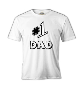 Number 1 Dad Beyaz Erkek Tshirt