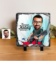 BK Gift Kişiye Özel Bay Gitarist Karikatürlü Dekoratif Doğal Taş  1
