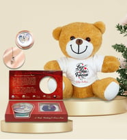 Kişiye Özel Peluş Ayıcık & İstiridye İçinde Gerçek İnci Kolye Yeni Yıl Hediye Seti