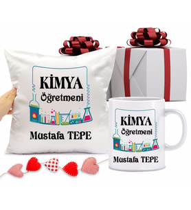 Kimya Öğretmeni Bardağı ve Yastığı Hediye Seti (Model 1)
