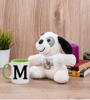 Baş Harfli Yeşil Kupa Bardak ve Peluş Köpek