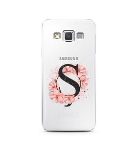 Pembe Çiçekli Harf Tasarım Süper Şeffaf Silikon Telefon Kılıfı Samsung A3 (2015)