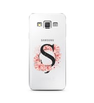 Pembe Çiçekli Harf Tasarım Süper Şeffaf Silikon Telefon Kılıfı Samsung A3 (2015)