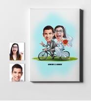BK Gift Kişiye Özel Evleniyoruz Karikatür Kanvas Tablo 50x70cm 3