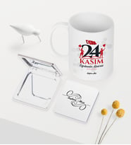 BK Gift Kişiye Özel Öğretmenler Gününüz Kutlu Olsun Temalı Beyaz Kupa Ayna Seti - 2
