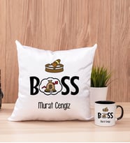 Patron Kare Yastık ve Siyah Kupa Bardak