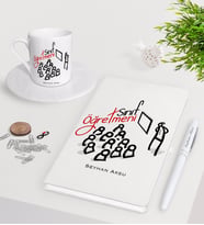 BK Gift Kişiye Özel Sınıf Öğretmeni Beyaz Defter Kalem Türk Kahvesi Fincanı Seti-2 (Model 1)