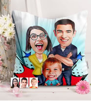 BK Gift Kişiye Özel Aile Karikatürlü  Yastık  1