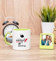 Edebiyat Öğretmeni Yeşil Kupa Bardak ve Yeşil Mini Fotoğraf Çerçevesi