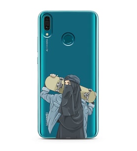 Kaykay Kız Tasarım Süper Şeffaf Silikon Telefon Kılıfı Huawei Y9 (2019)