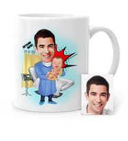 BK Gift Kişiye Özel Bay Ebe Kadın Doğum Uzmanı Karikatür Beyaz Kupa Bardak  1