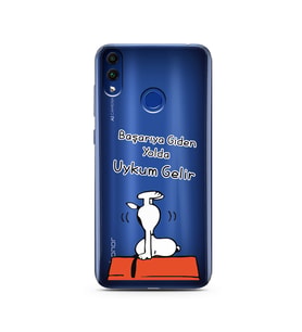 Snoopy Tasarımlı Süper Şeffaf Silikon Telefon Kılıfı Huawei Honor 8C 