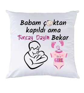 Biresimden Yenidoğan Hediyesi Dayım Bekar Kız Bebek İsimli Yastık