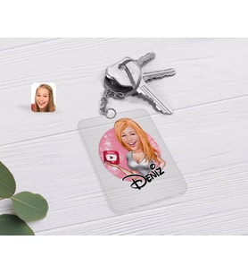 BK Gift Kişiye Özel Kadın Youtuber Karikatürlü Şeffaf Pleksi Anahtarlık-2 (Beyaz)