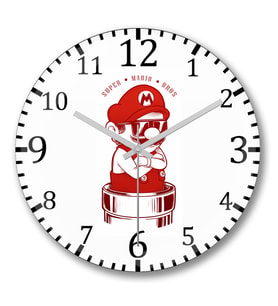 Super Mario Bros Duvar Saati Bombeli Gercek Cam