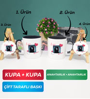 İkili Siyah Siyah Sevgiliye Sevgililer Günü Hediyesi 7 Kupa Bardak Anahtarlık