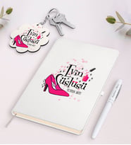 BK Gift Kişiye Özel Evin Süslüsü Beyaz Defter Kalem ve Anahtarlık Hediye Seti-1 (Model 1)