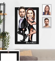 Kişiye Özel Sevgili Karikatürlü 3D Ahşap Tablo 30x47  Model 12