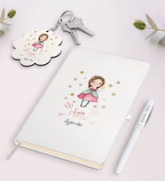 BK Gift Kişiye Özel Evin Perisi Beyaz Defter Kalem ve Anahtarlık Hediye Seti-3 (Model 1)