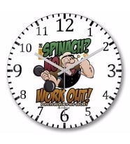 Popeye  Work Out Temel Reis Duvar Saati Bombeli Gercek Cam