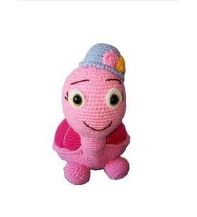 Amigurumi organik oyuncak pembe kaplumbağa