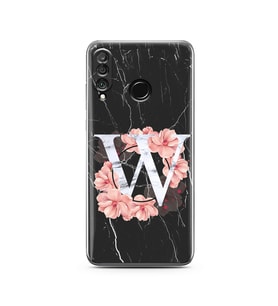 Mermer Çiçekli Harf Tasarım Süper Şeffaf Silikon Telefon Kılıfı Huawei P30 Lite 