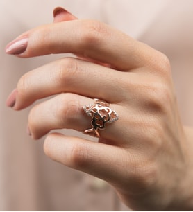Mode Silver Rose gold taşlı tasarım gümüş yüzük