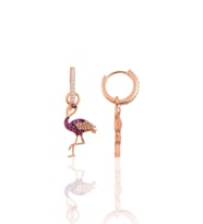 Söğütlü Silver Gümüş rose zirkon taşlı flamingo küpe