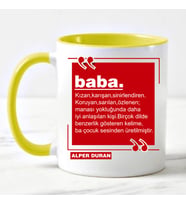 Babaya Özel Hediye İsimli Kupa Bardak Sarı