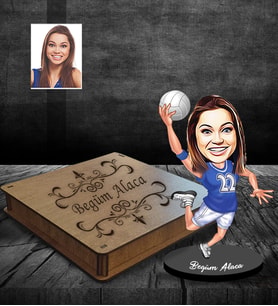 Kişiye Özel Sporcu Karikatürlü Ahşap Biblo Kutulu Bayan-2