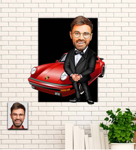 Kişiye Özel Hediye  Patron Karikatürlü Uv Baskılı Ahşap Tablo