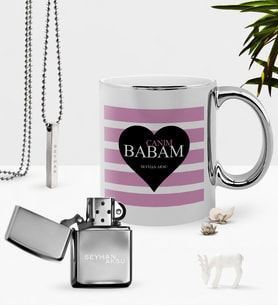 BK Gift Kişiye Özel Canım Babam Krom Kupa Benzinli Çakmak Kolye Seti-1 (Model 1)