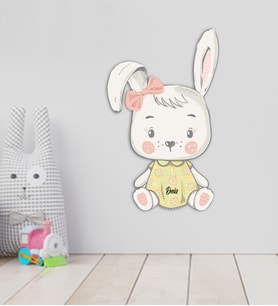 BK Gift Kişiye Özel Sevimli Hayvan Figürlü Bebek  Çocuk Odası Ahşap Duvar Objesi  2