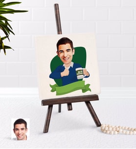 BK Gift Kişiye Özel Erkek En İyi Öğretmen Karikatürlü Şovaleli Doğal Taş-1 (Beyaz)