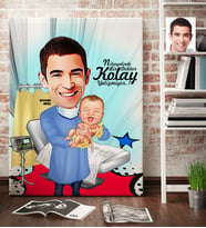 BK Gift Kişiye Özel Bay Kadın Hastalıkları Ve Doğum Uzmanı Karikatür Kanvas Tablo 70x100cm 1