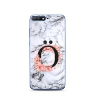 Mermer Çiçekli Harf Tasarım Süper Şeffaf Silikon Telefon Kılıfı Huawei Y6 2018 Ö
