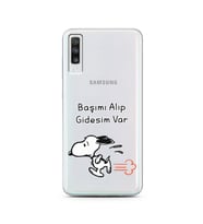 Snoopy Tasarımlı Süper Şeffaf Silikon Telefon Kılıfı Samsung A70