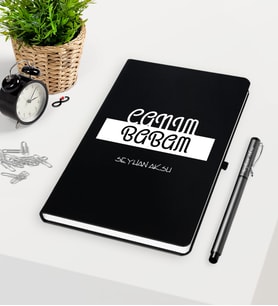 BK Gift Kişiye Özel Canım Babam Siyah Defter Kalem Seti-4