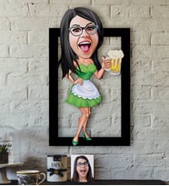BK Gift Kişiye Özel Bayan Karikatürlü 3D Ahşap Tablo-30