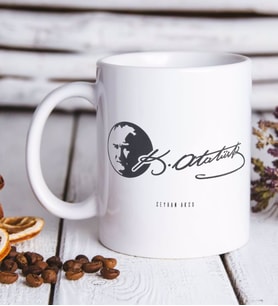 BK Gift Kişiye Özel Atatürk Temalı Beyaz Kupa Bardak-20
